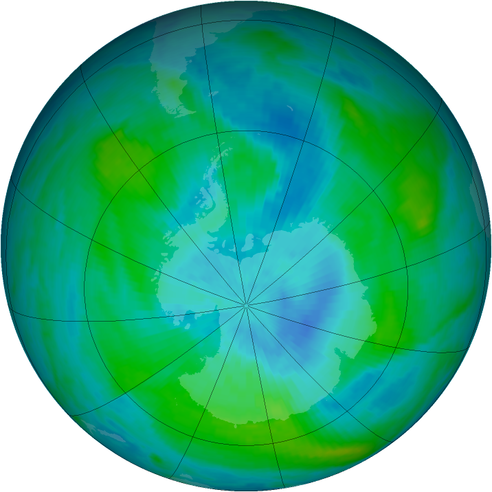 Antarctic ozone map for 26 February 1989